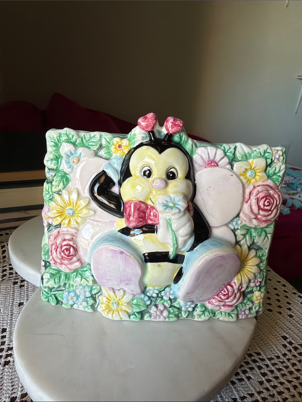 Vintage Napco Floral Bumble Bee Ceramic Planter